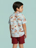 Nautinati Boys' Cotton Blend All-over Palm Tree and Surfer Shirt & Shorts Co-ord Set