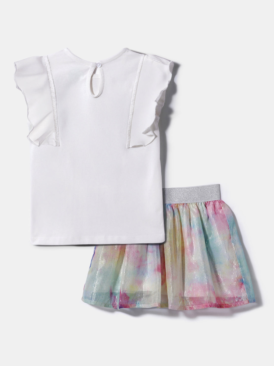 Nautinati Girls' Cotton Top and Mesh Skirt Set| Pigment Print | Age 0 - 2 Years