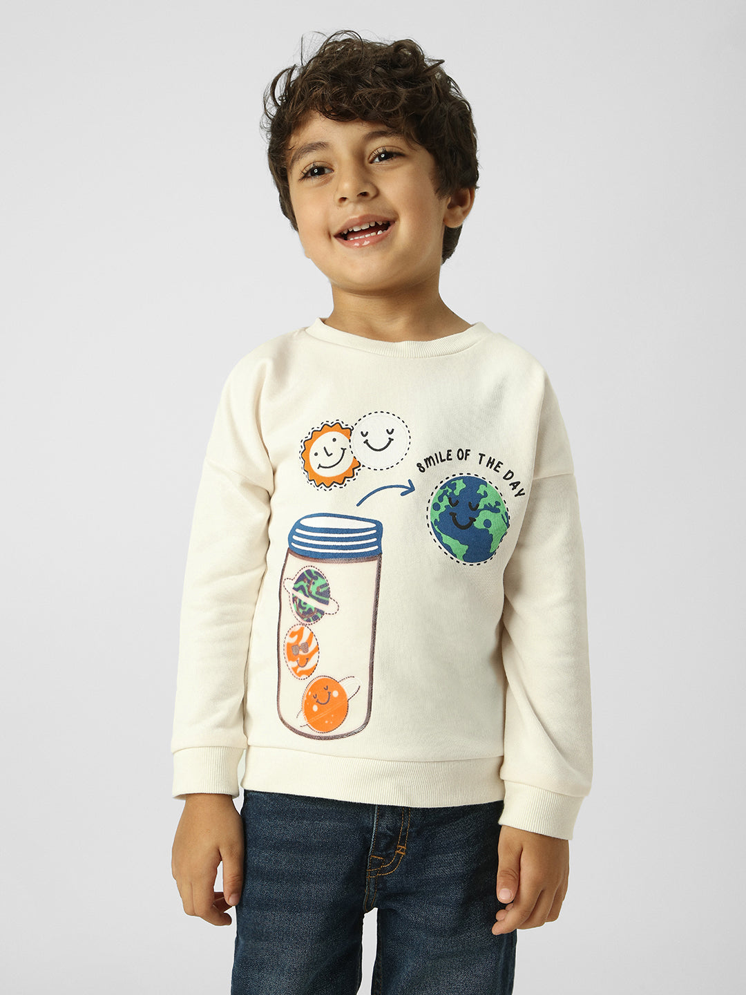 Boys Graphic Printed Round Neck Pullover Sweatshirt