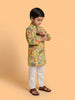 Boys' 100% Cotton Festive Forest-print Resort Style Kurta & Pyjama Set