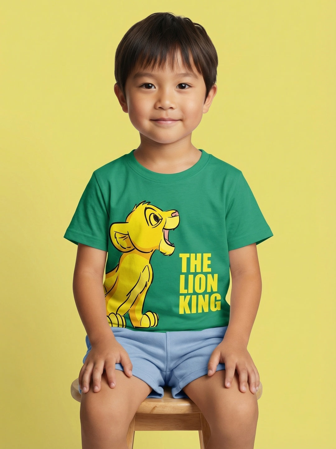 Nautinati Boys' 100% Cotton Crew Neck Disney Lion King Simba Placement Print T-shirt