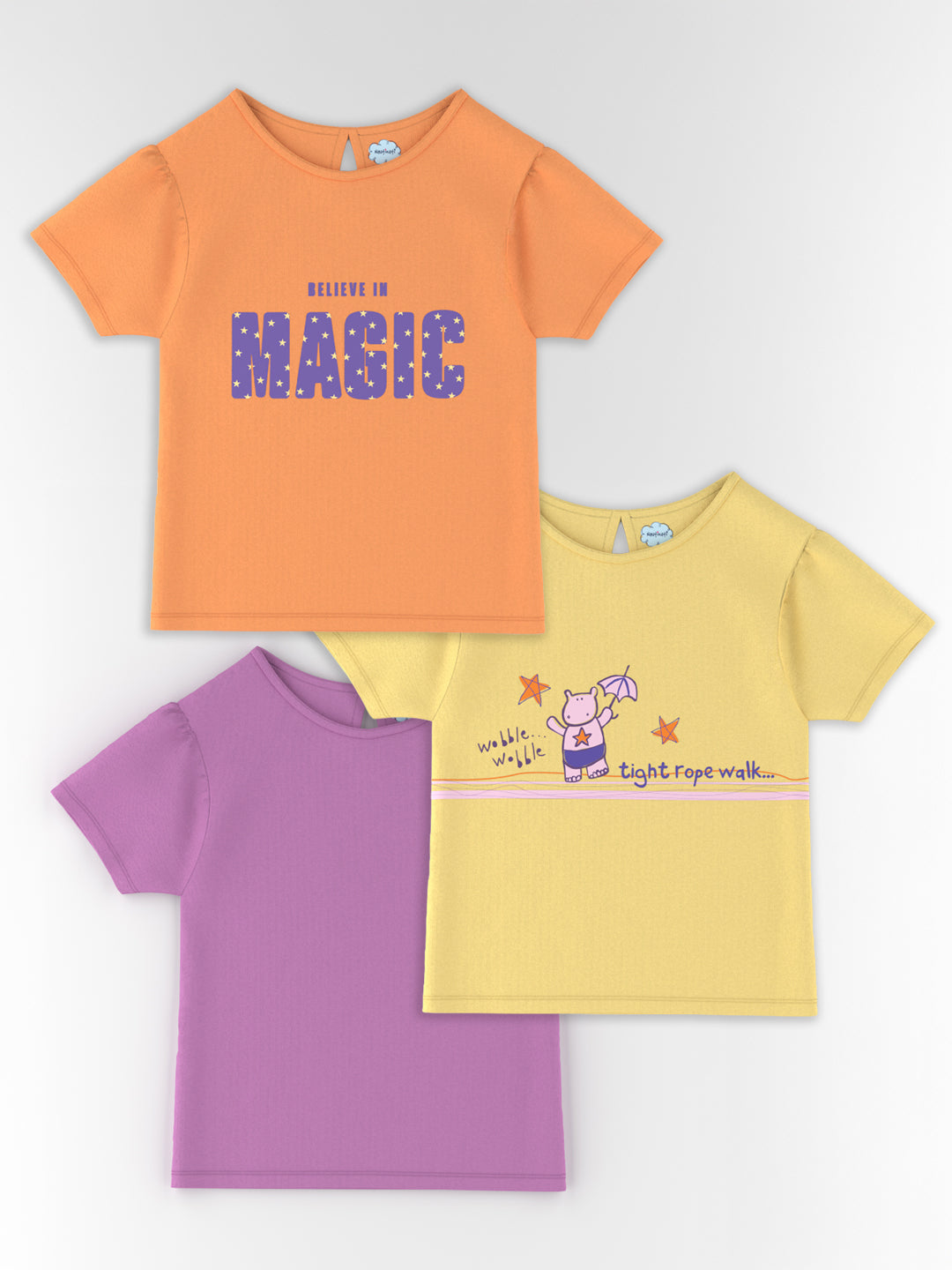 Nautinati Cotton Pack of 2 T-shirts for Girls