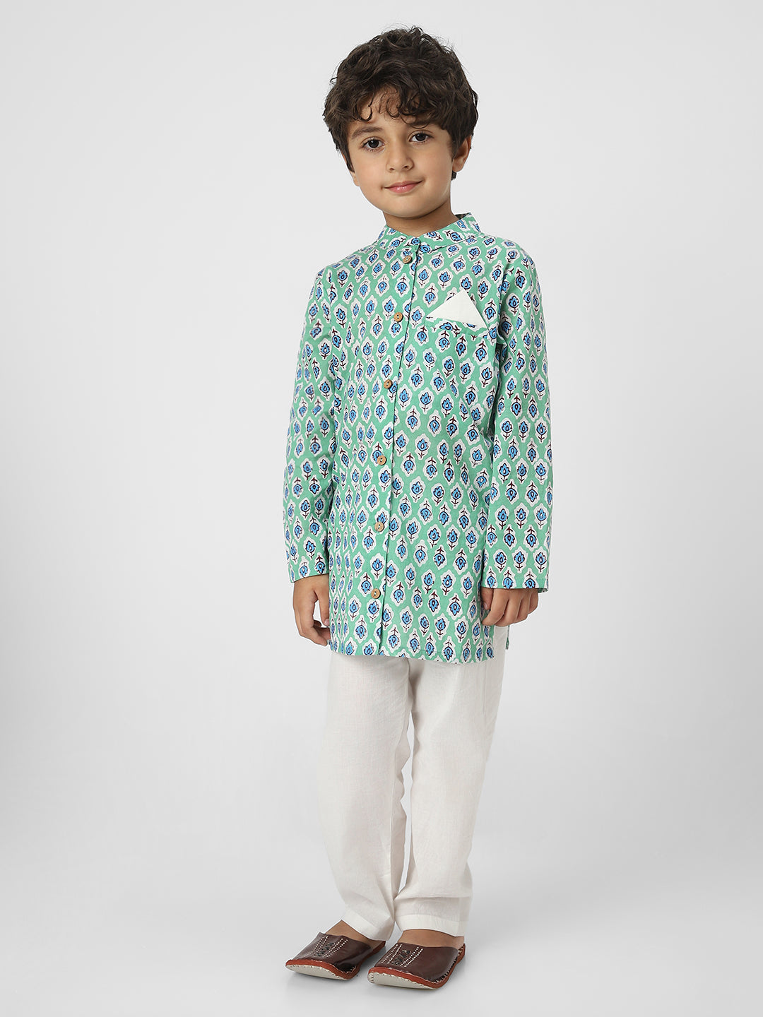 Green & Blue Printed Kurta Set