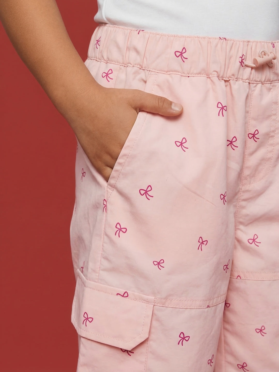 Nautinati Girls' Woven All-over Heart Print Baggy Fit Parachute Pants