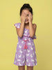 Nautinati Girls' Asymmetric Off-shoulder Cat Printed Playsuit with Tassel & Scallop Details