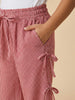 Nautinati Girls' Cotton Blend All-over Gingham Checks Wide-leg Woven Trousers with Side Bow Details