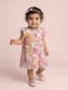 Nautinati Baby Girls' All-over Multicolour Floral Print A-line Pleated Dress with Cotton Lining