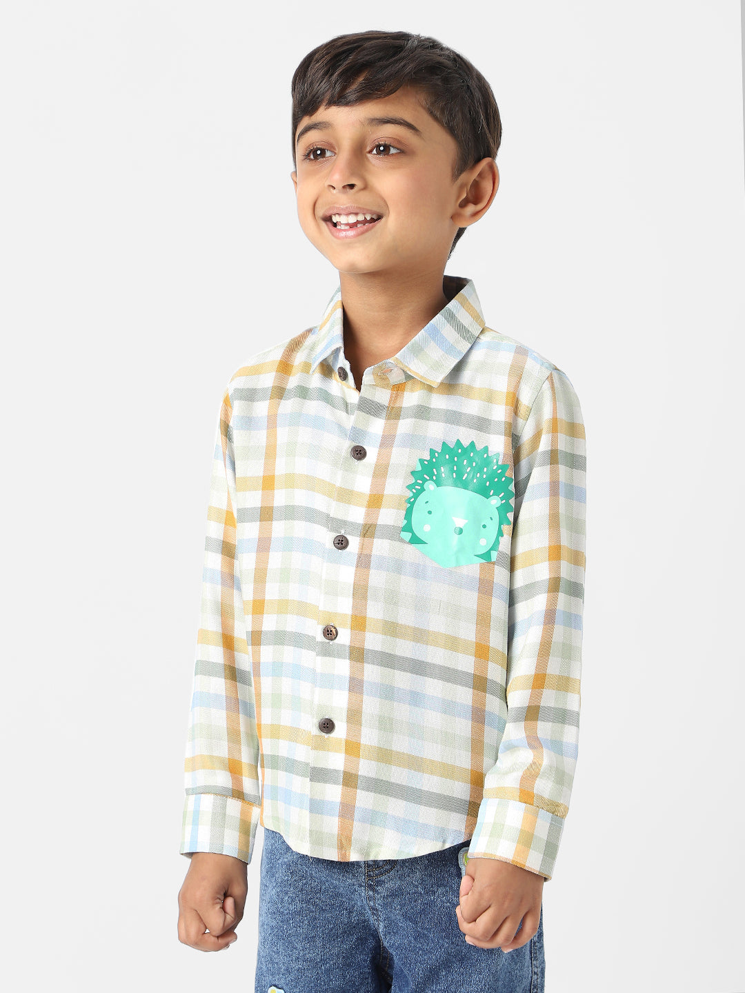 Nautinati Boys' Cotton Twill Plaid Shirt