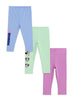 Nautinati Pack of 3 Purple, Green, and Blue Minnie Mouse Print Leggings for Girls