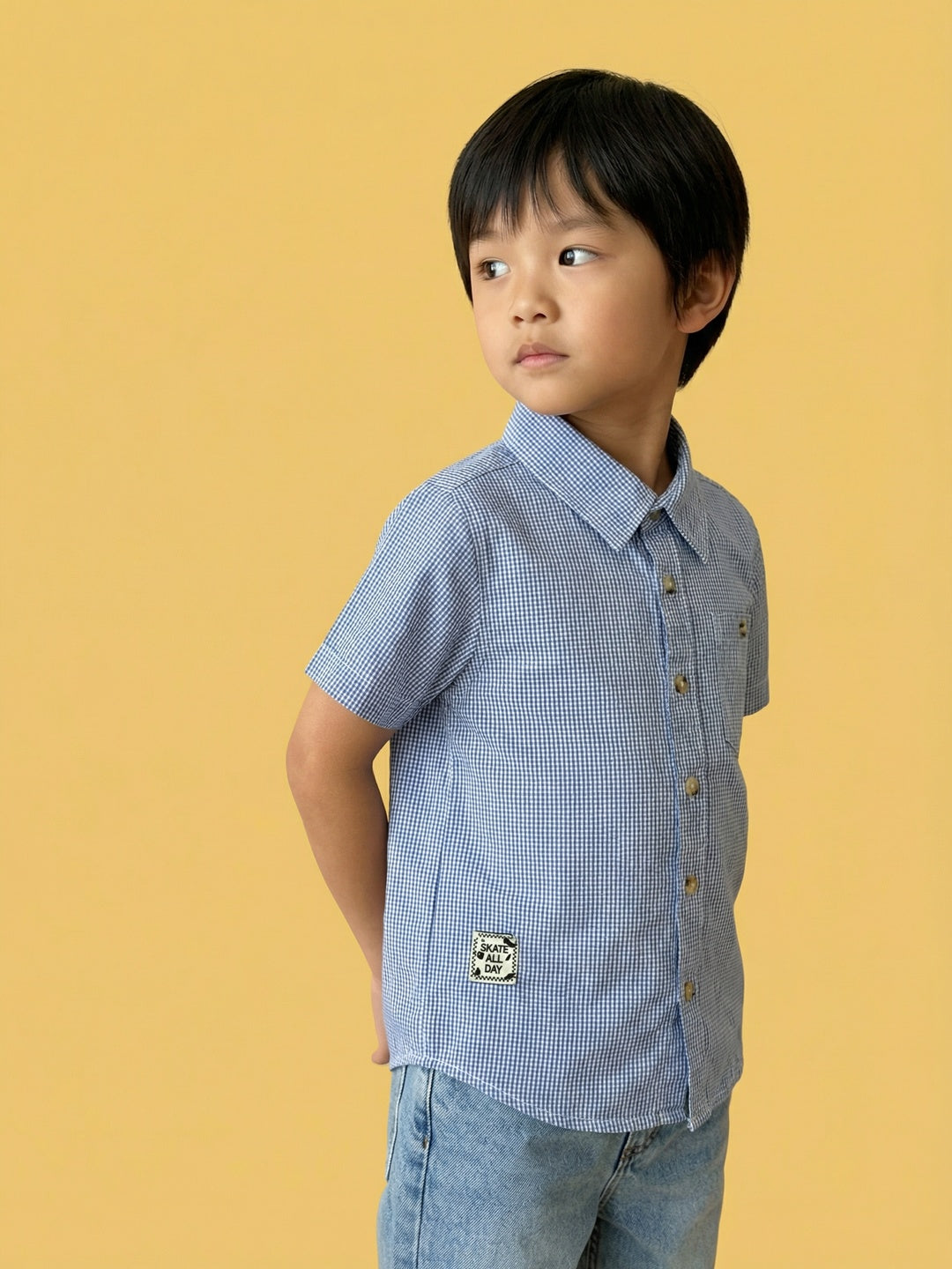 Nautinati Boys' 100% Cotton Woven Chequered Shirt