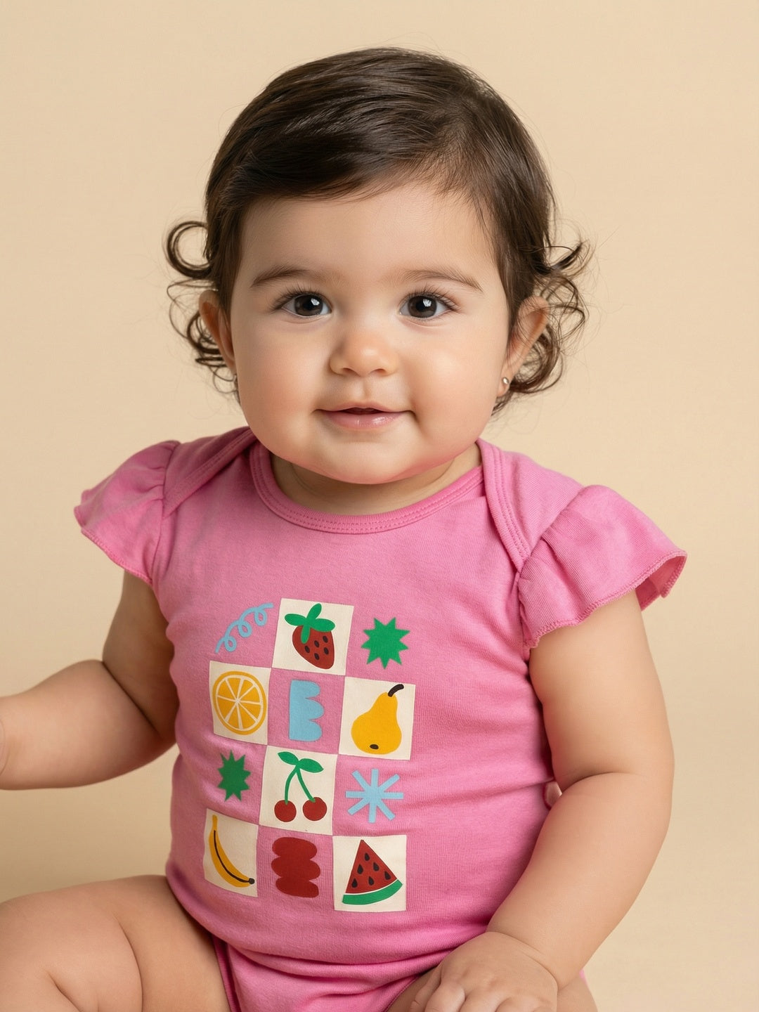 Nautinati Baby Girls' 100% Interlock Cotton Pack of 2 Tropical Print Bodysuits with Cute Frill Details