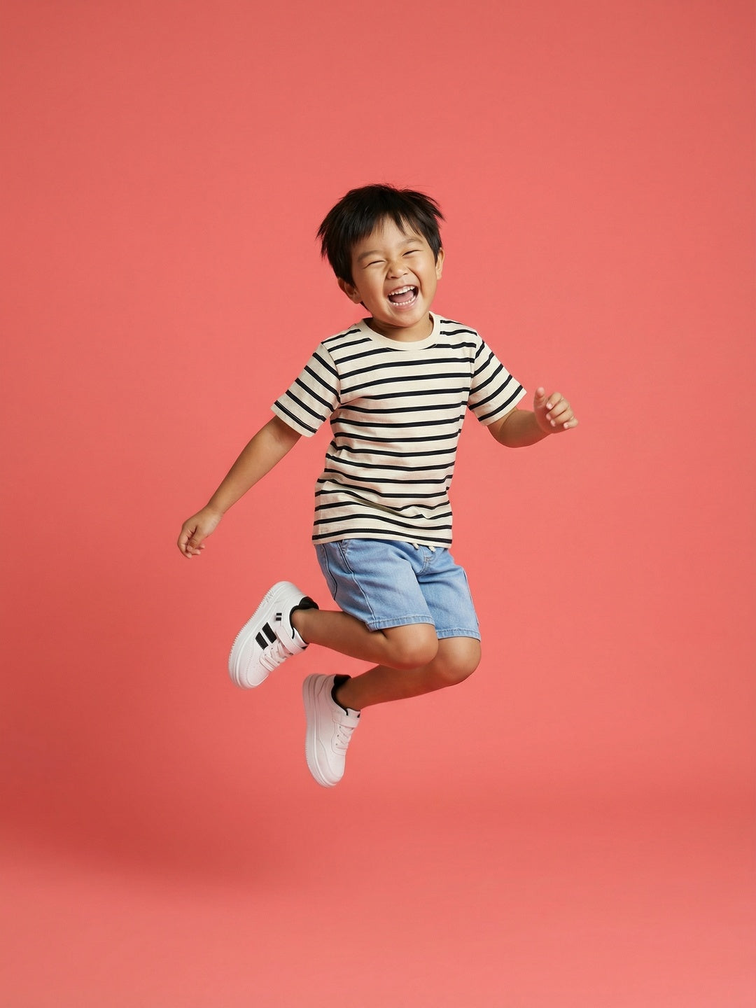 Nautinati Boys' 100% Cotton Pack of 2 Solid & Striped Essentials Crew Neck T-shirts