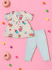 Nautinati Multicolour Printed Top And Leggings Set For Girls
