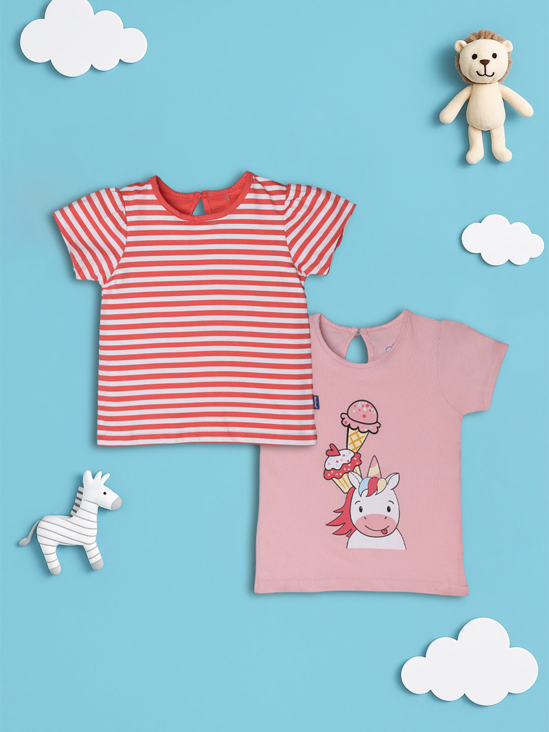 Nautinati Cotton Pack Of 2 T-Shirts For Girls