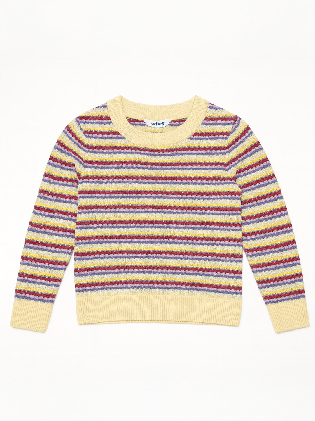 Nautinati Multicolour Striped Sweater for Girls