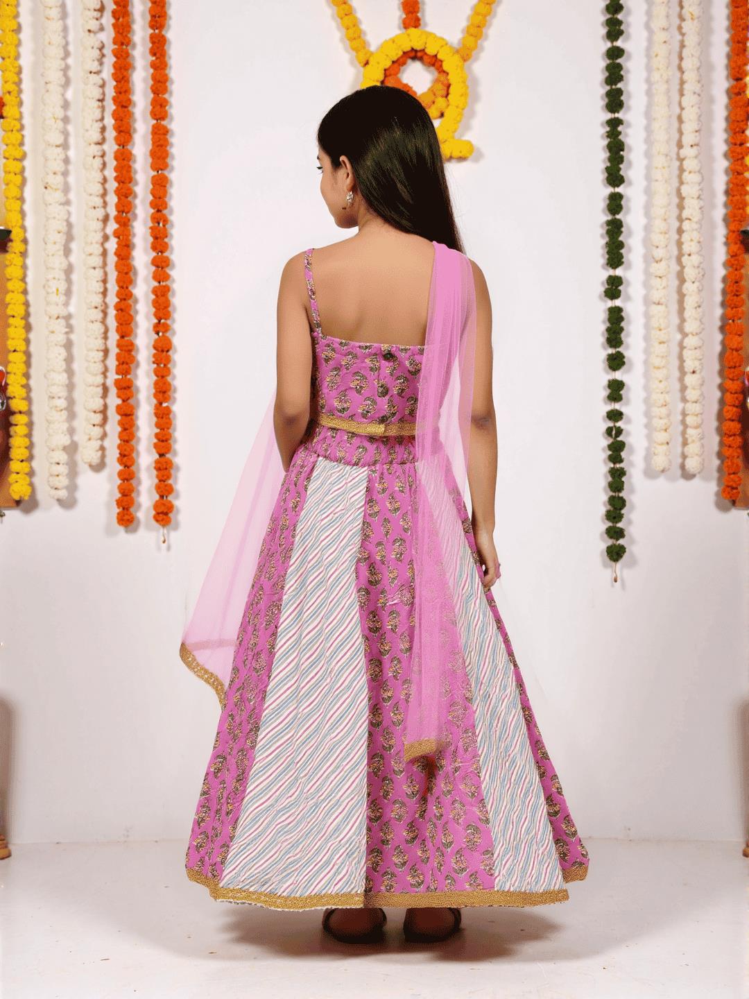 Nautinati Pink Festive Ethnic Set for Girls – Cotton Comfort & Style