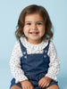 Nautinati Girls' 100% Cotton A-line Solid Heart-shaped Pocket Pinafore Dress with Ruffled All-over Polka Dot Print Top