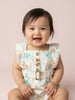 Nautinati Girls' 100% Cotton All-over Floral Print Jumpsuit with Mock Belt