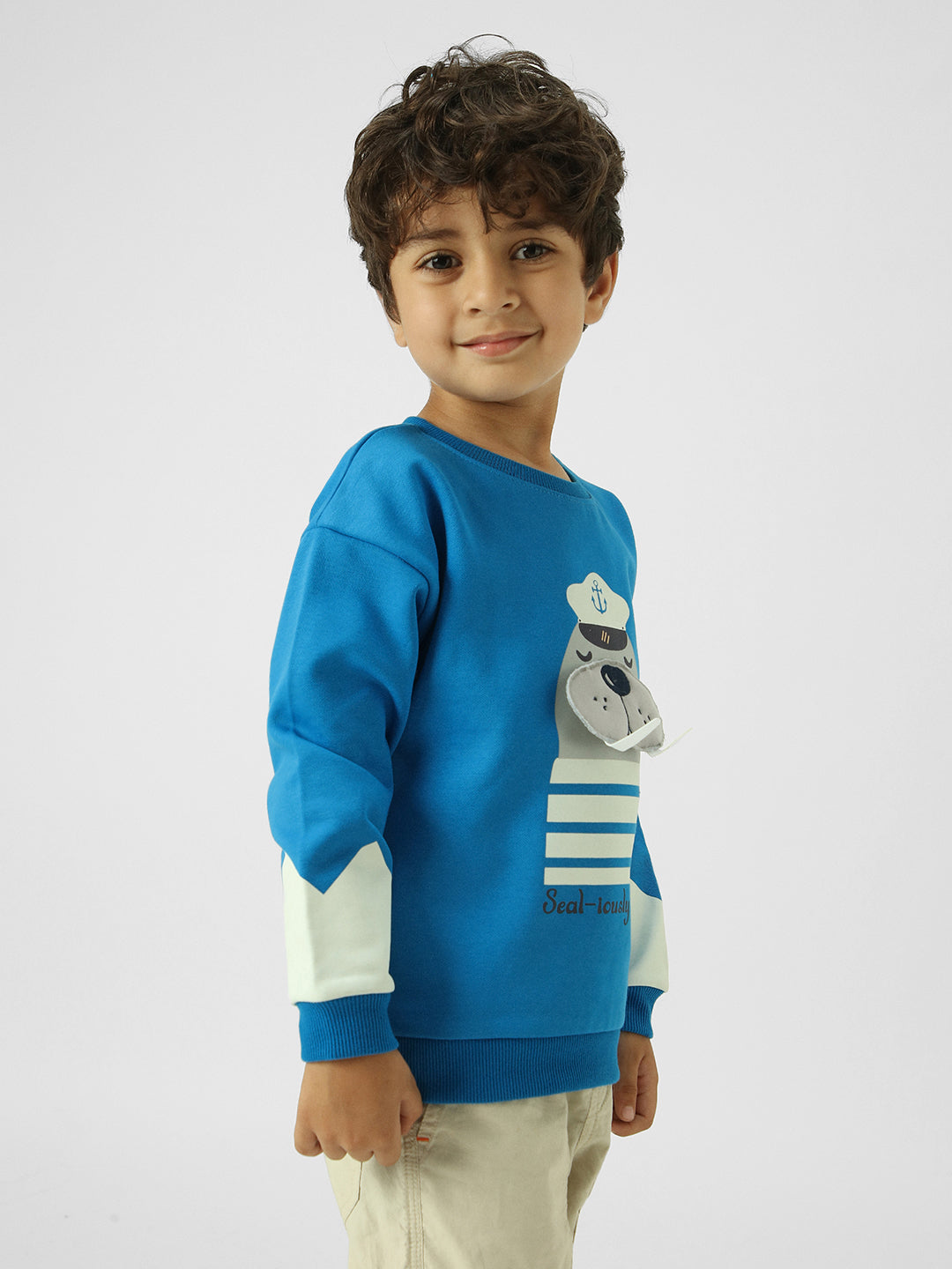 Boys Interactive & Playful Animal-Themed Applique Sweatshirt