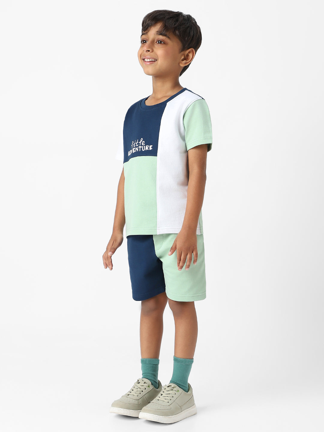 Nautinati Boys' Colourblock Combo Set of T-shirt and Shorts