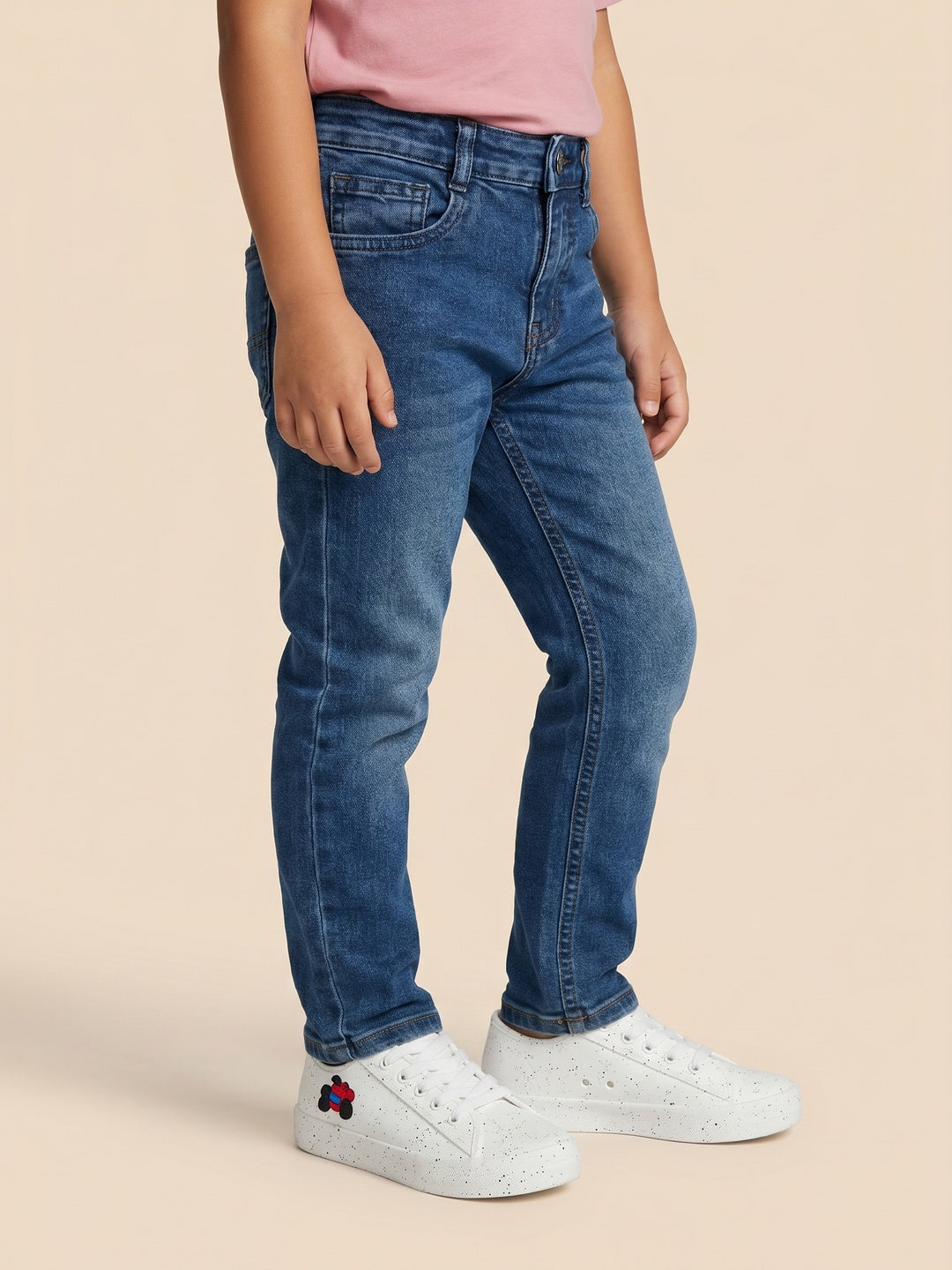 Nautinati Boys Pure Cotton Navy Dark Wash Straight Fit Jeans