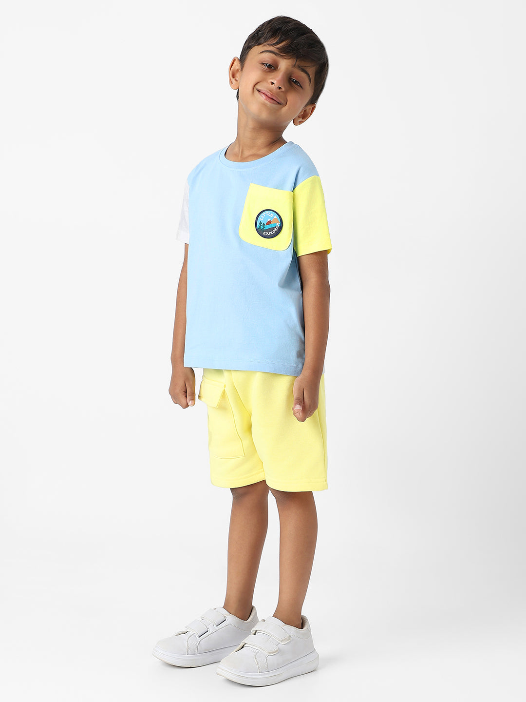 Nautinati Boys' Colourblock Combo Set of T-shirt and Shorts