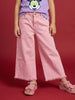 Nautinati  Girls' 100% Cotton Pink Overdyed Wide-leg Essentials Jeans