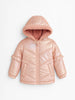 Nautinati Metallic Quilted Holographic Puffer Jacket With Fur Hood for Girls