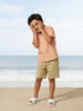 Nautinati Boys Orange Striped Oversized 100% Cotton Resort Shirt and Twill Shorts Clothing Set