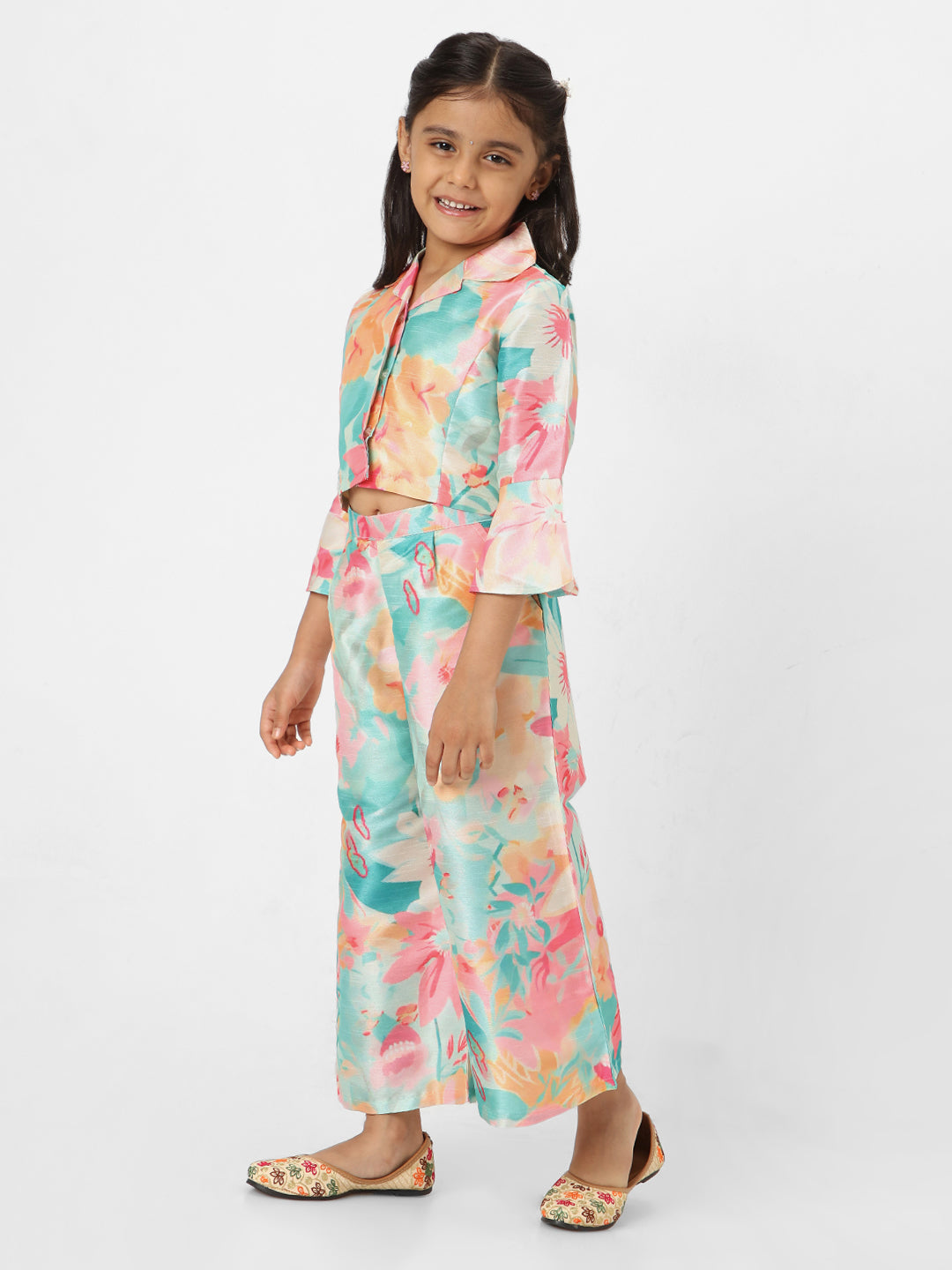 Nautinati Girls' Multicolour Printed Combo Set of Top and Bottoms