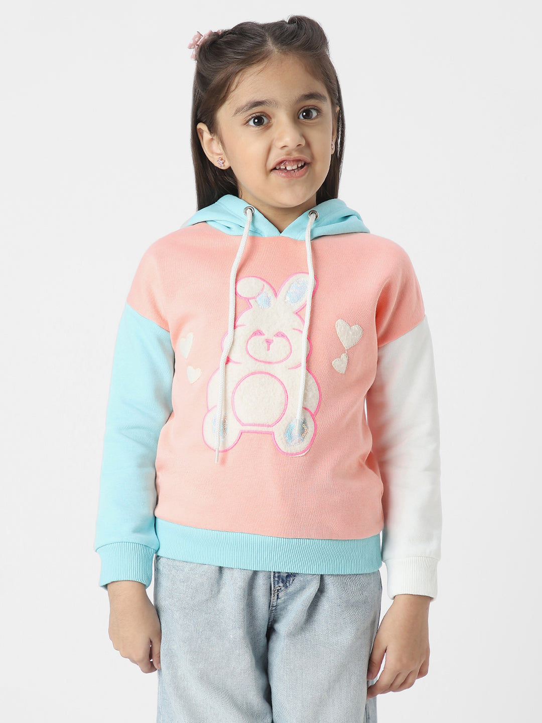 Girls Playful Graphic Print Hooded Sweatshirt