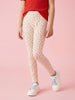 Nautinati Girls' 100% Cotton Pack of 2 All-over Heart Print & Striped Regular Fit Leggings