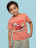 Nautinati Boys' 100% Cotton Crew Neck Disney Cars Placement Print T-shirt