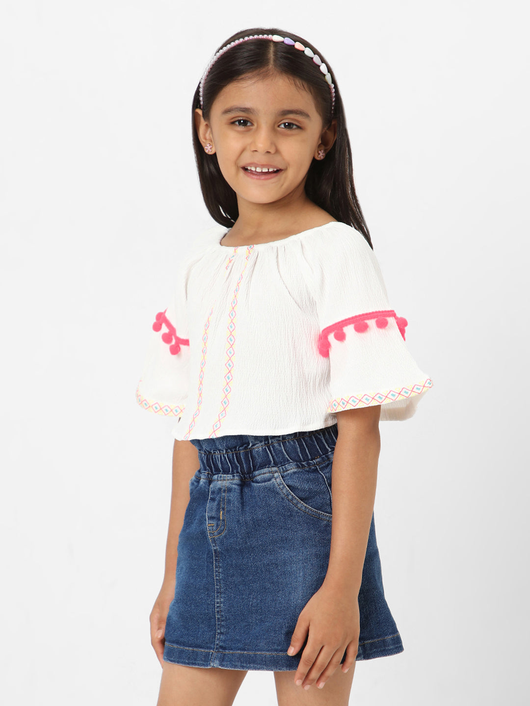 Nautinati Girls' Solid Cropped Top