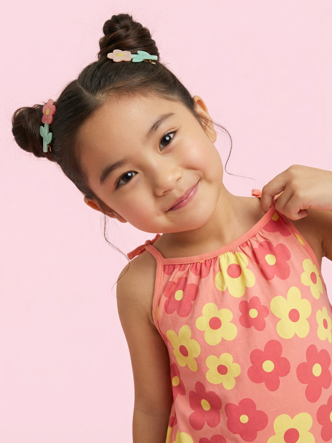 Nautinati Girls' 100% Cotton All-over Floral Print A-line Dress