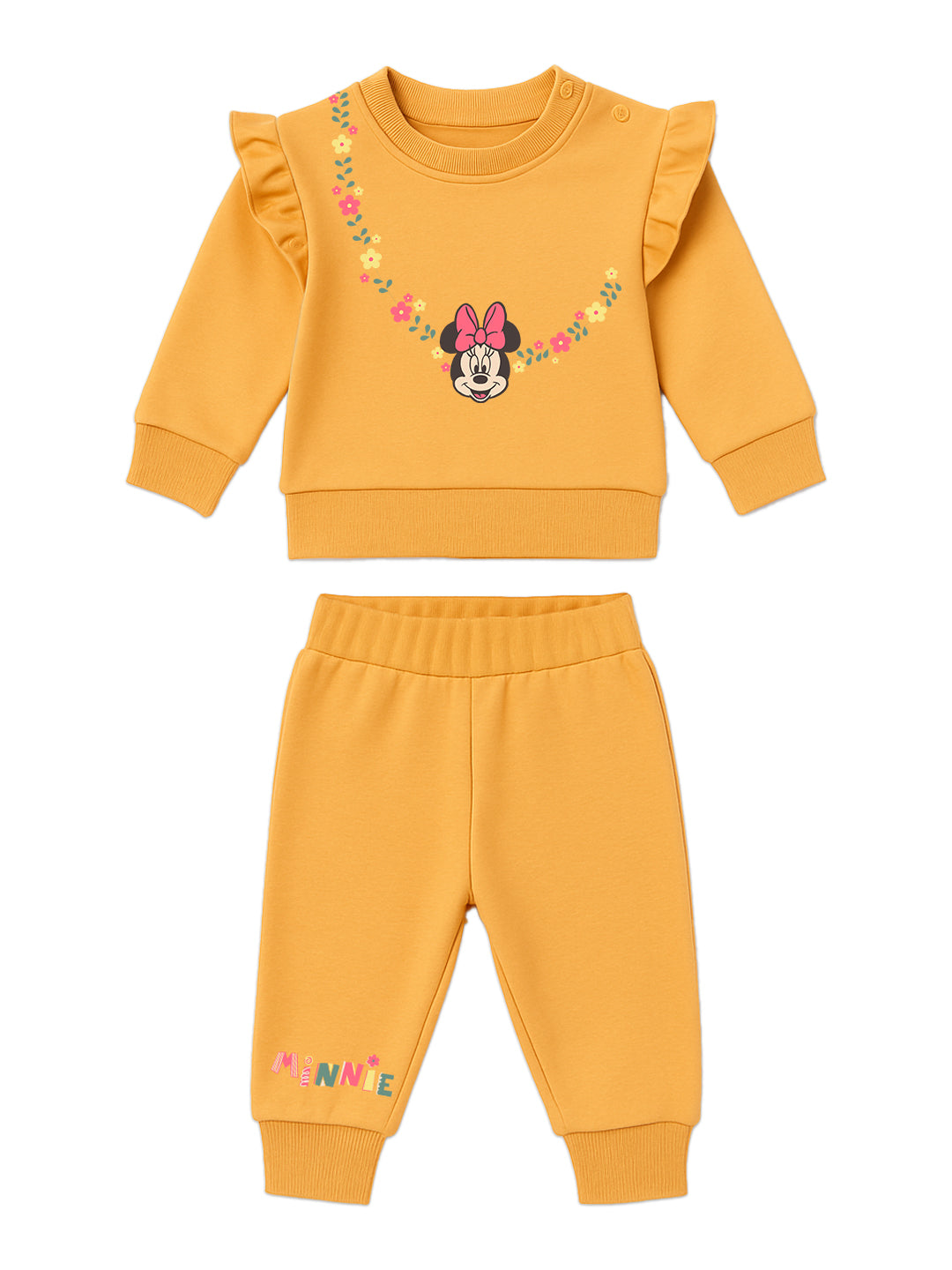 Nautinati Brown Minnie Mouse Print Sweatshirt Set for Girls