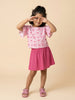 Nautinati Girls Minnie Mouse Printed Regular Fit Round Neck T-shirt and Skirt Clothing Set