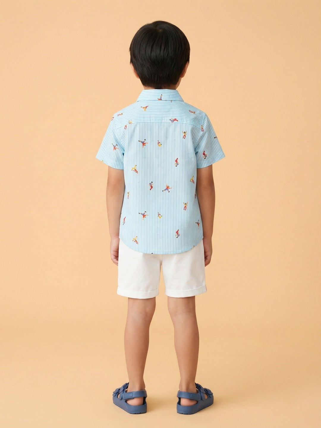 Nautinati Boys' Cotton Blend All-over Athlete Printed Shirt & Shorts Co-ord Set
