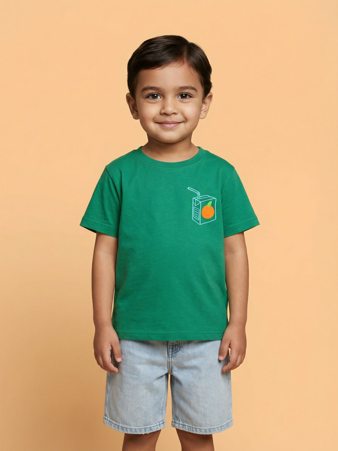 Nautinati Boys' 100% Cotton Front & Back Puff Print Oversized Crew Neck T-shirt