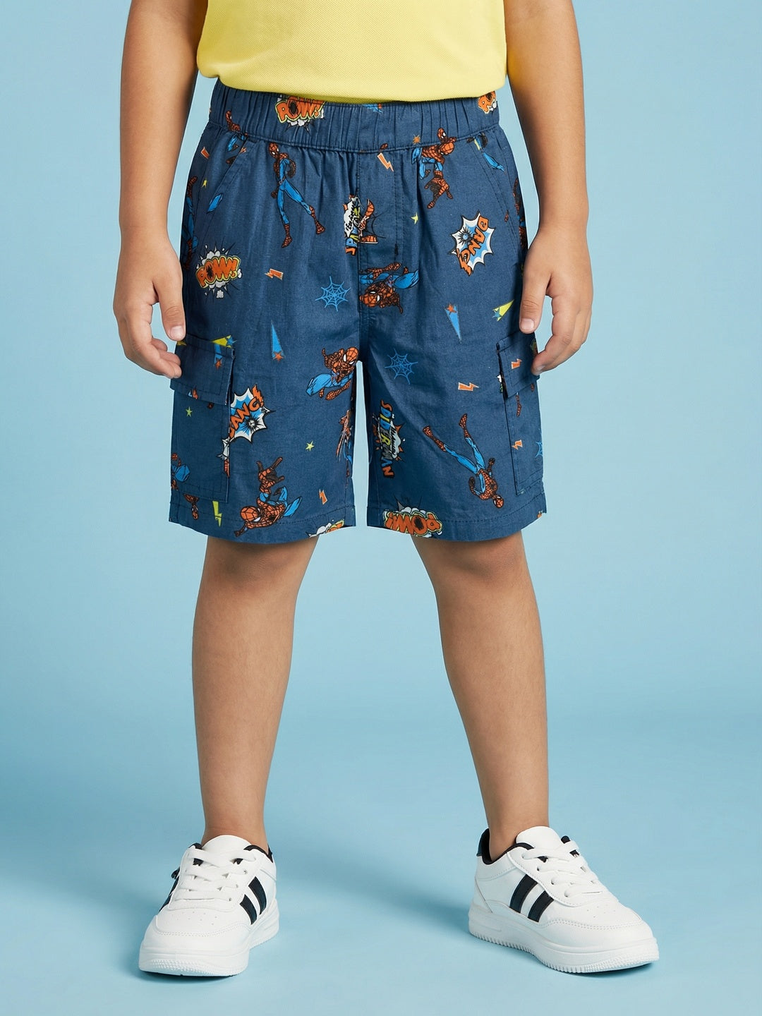 Nautinati Boys’ 100% Cotton Woven Marvel Spiderman All-over Print Cargo Shorts