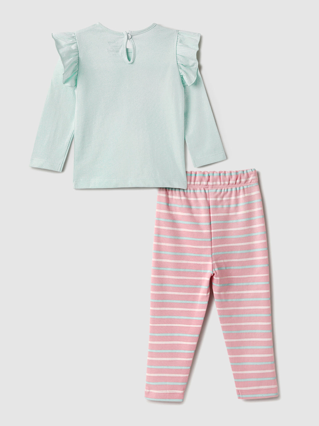 Nautinati Infant Girls’ Cotton Minnie Mouse Printed Top and Striped Pants