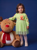 Nautinati Baby Girls Christmas Reindeer Sweatshirt Frock with Pom Pom Applique Sleeves