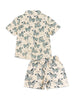 Nautinati Green & Cream Zebra Print Cotton Shirt And Shorts Set For Boys