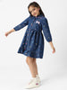 Nautinati Girls' Denim Shirt Dress With Puff Sleeves