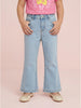 Nautinati  Girls' 100% Cotton Stretchable Bootcut Ice-blue Wash Essentials Jeans