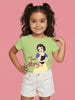 Nautinati Girls' 100% Cotton Crew Neck Disney Snow White Placement Print T-shirt