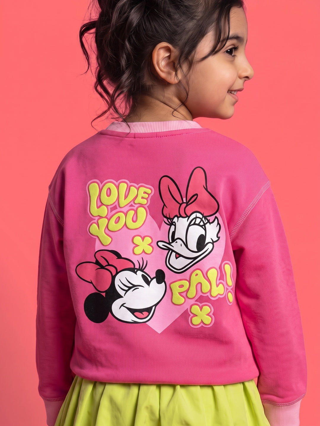 Nautinati Girls Disney Minnie and Daisy Oversized Sweatshirt with Front and Back Puff Print