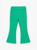 Nautinati Green Cotton Lycra Rib Fitted & Flared Leggings For Girls
