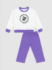 Nautinati White & Violet Typography Sweatshirt Set for Girls