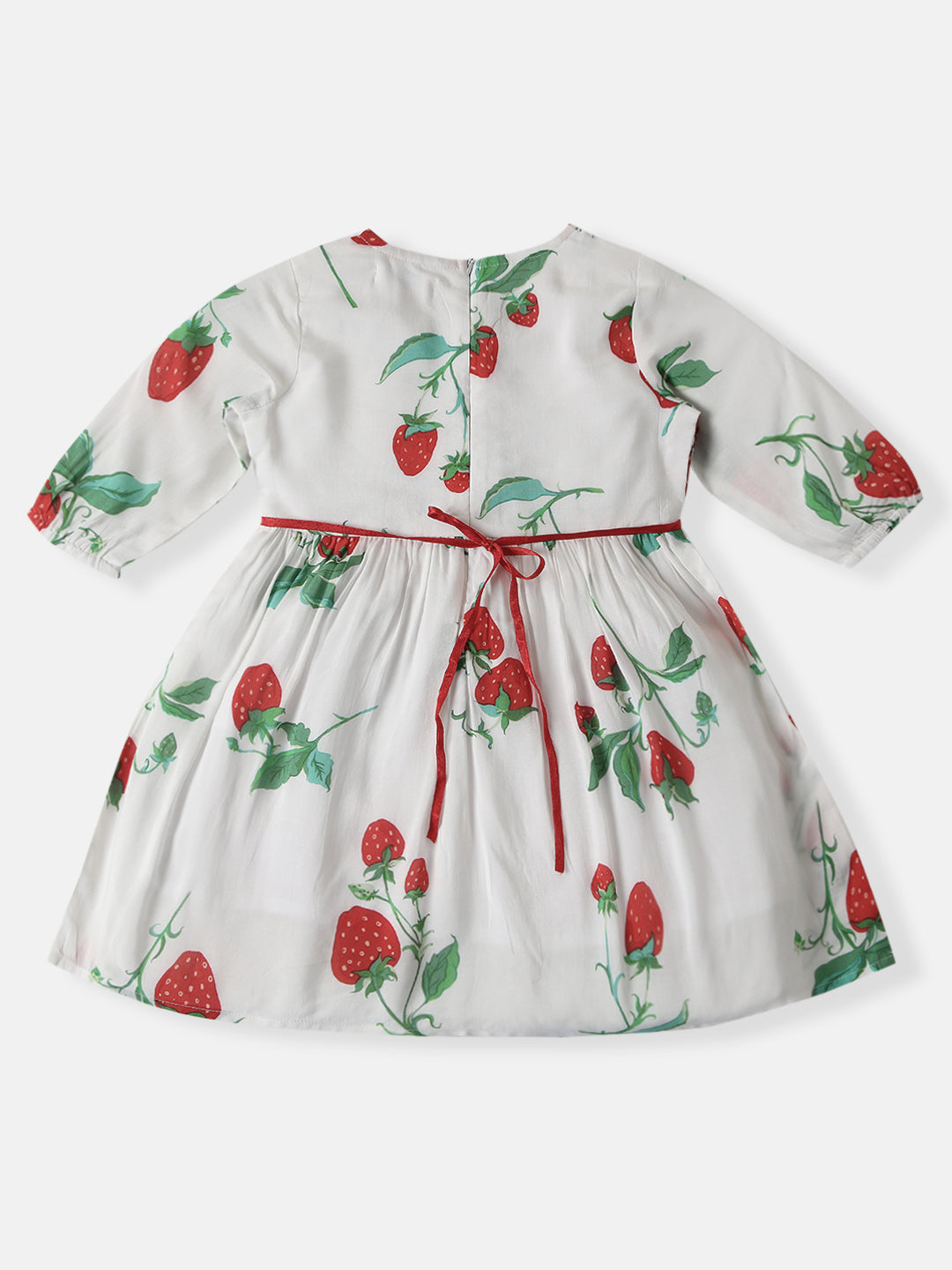 Nautinati Girls Soft Rayon Cotton Strawberry Print Frock